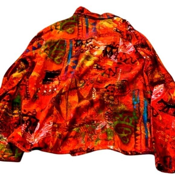 Chicos Size 2 Vibrant Tribal Print Jacket Cotton/Spandex Womens - Picture 4 of 4